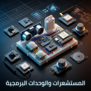 متجر انتشار للكترونيات: مجموعة مستشعرات إلكترونية وحساسات أردوينو مثل التراسونيك ومستشعر الحرارة على لوحة تجارب لتصنيف المستشعرات والوحدات البرمجية